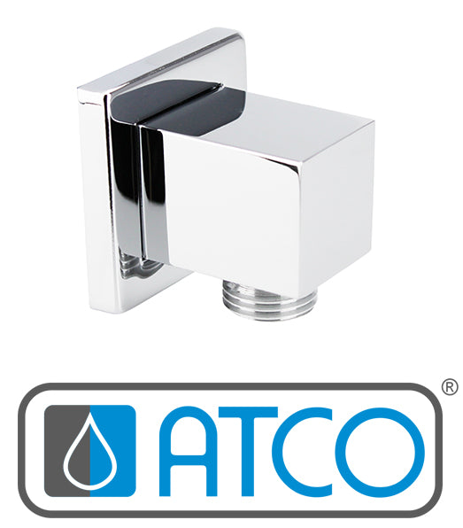 ATCO Wandanschlussbogen QUATTRO eckig Wandbogen Anschlussbogen Brause Bad Dusche Messing Chrom