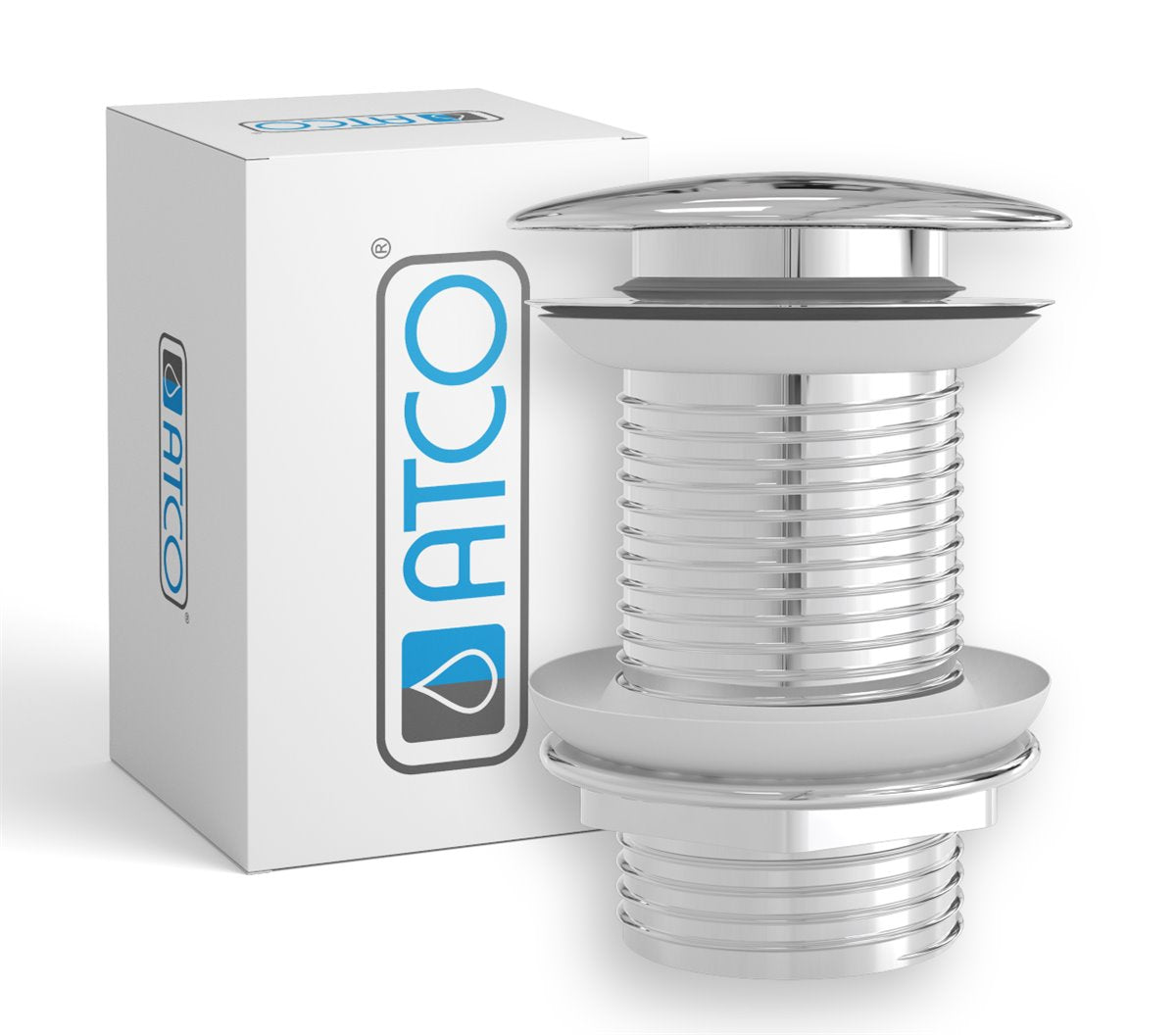 ATCO Pop-Up Ablaufventil Push-Up Ablaufgarnitur Waschbecken ohne Überlauf div. Farben