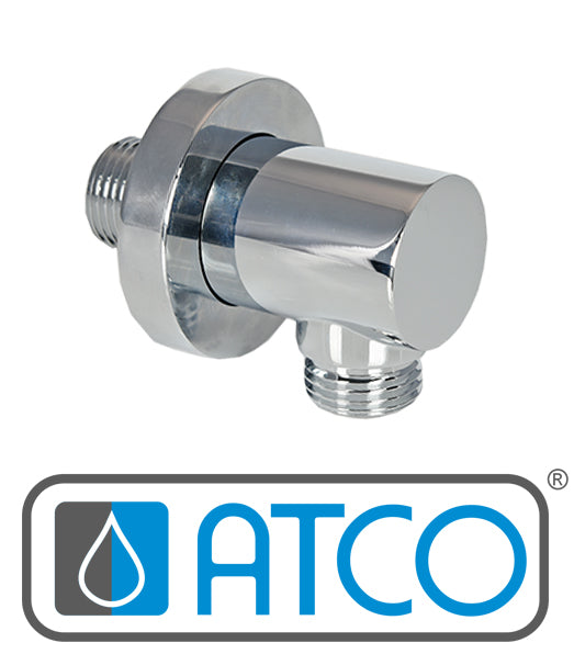 ATCO Wandbogen RONDO rund Wandanschlussbogen Wandanschluss Brauseanschluss Dusche Bad Messing Chrom